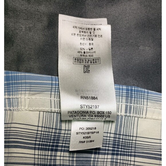 Patagonia Sun Stretch Shirt Mens M Blue Plaid Long Sleeve Backcountry Zip Pocket - Picture 11 of 16